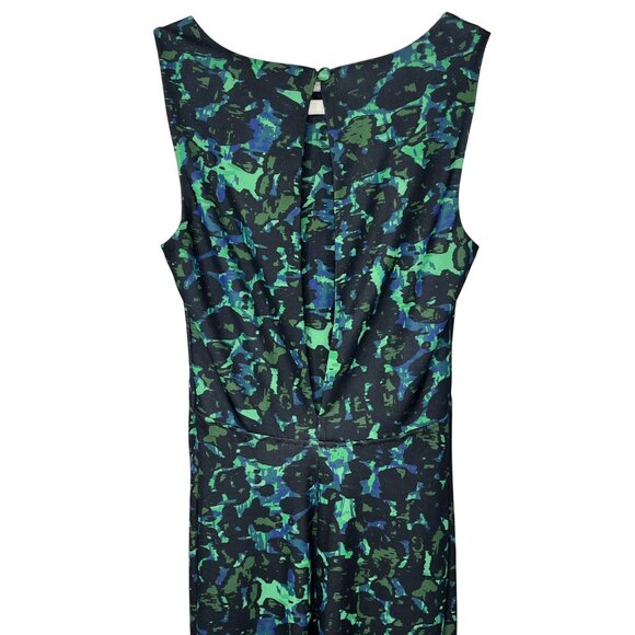 H&M Green Blue Print Sheath Midi Dress XS (2) Sleeveless - Picture 14 of 15